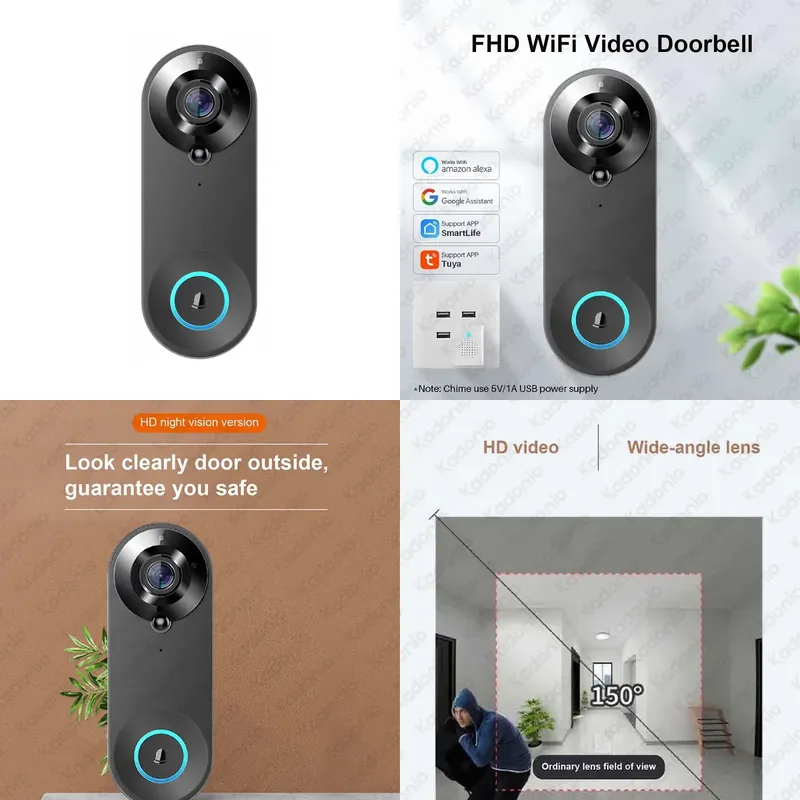 Wifi Doorbell Camera - Kadonio 1080P WiFi Görüntülü Kapı Zili