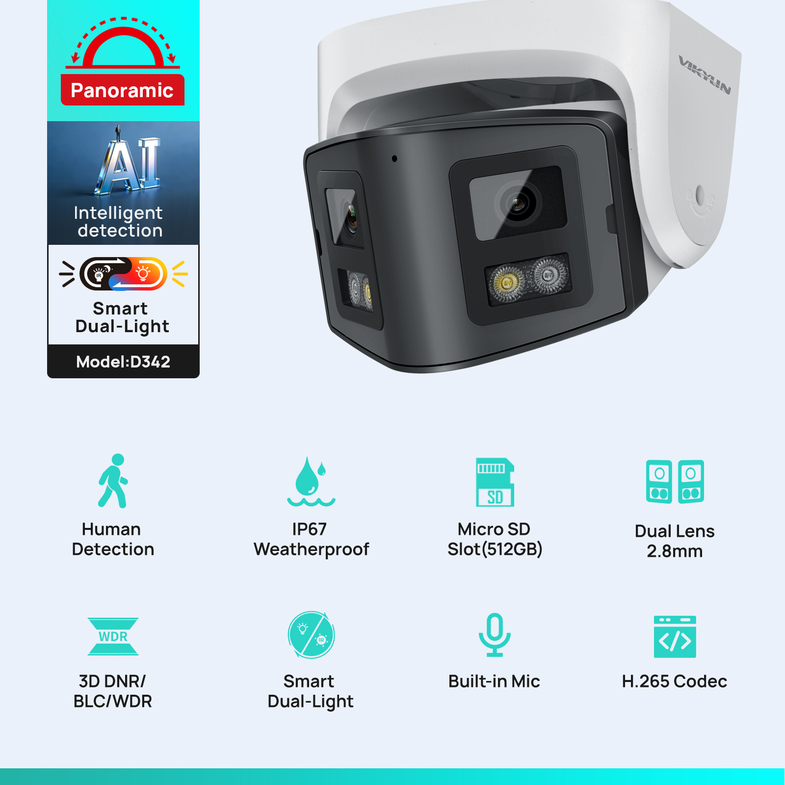 Smart Home Hikvision - Vikylin 4MP Panoramik Çift Lensli Akıllı