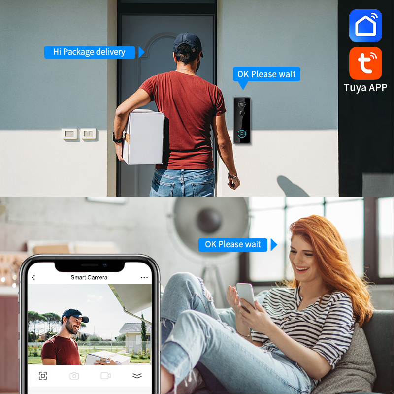 2MP 1080P Tuya APP Düşük Güç T - Wifi Doorbell Camera incelemesi ve fiyatı
